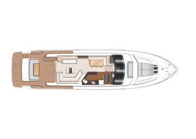 Top view layout of a 2013 Princess 72 Motor Yacht, showcasing interior design.