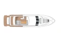 Top view layout of a 2013 Princess 72 Motor Yacht, showcasing deck design and seating arrangement.