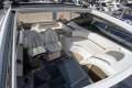 Luxurious 2018 Princess V40 yacht interior with white seating and modern design.
