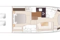 2024 Princess V50 Open yacht interior layout with bedrooms, kitchen, and seating area.