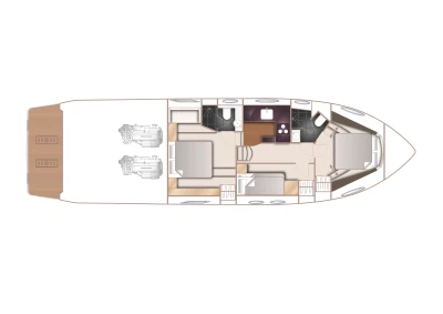 Floor plan of a 2014 Princess V52 yacht, showcasing interior layout and design.