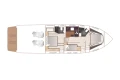 Floor plan of a 2014 Princess V52 yacht, showcasing interior layout and design.