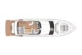 Top view layout of a 2015 Princess 68 yacht, showcasing deck design and seating arrangement.