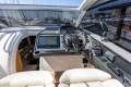 2019 Princess V40 yacht cockpit with modern navigation system and luxurious seating.