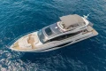 2022 Princess S78 luxury yacht cruising on open blue sea.