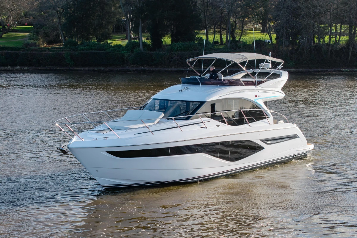 Luxury yacht Princess F50 2025 on calm waters.