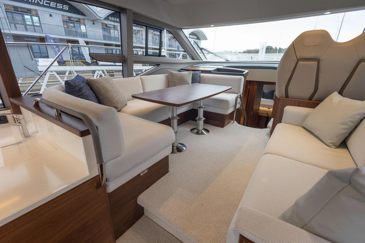 Luxurious interior of the 2025 Princess F50 yacht.