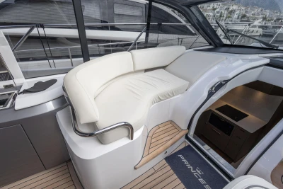 2023 Princess V50 Open yacht interior with elegant seating and modern design.