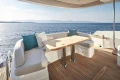 Luxurious 2025 Princess F65 yacht deck with elegant seating and ocean view.
